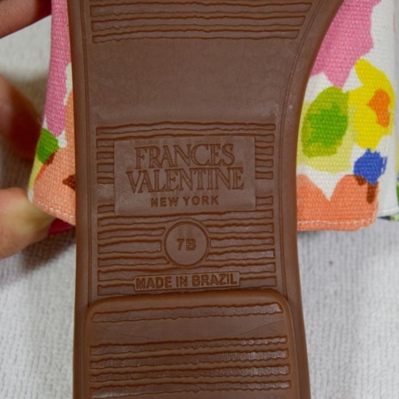 Frances Valentine Multicolor Floral Flats with Blue Pom Pom - Picture 8 of 8